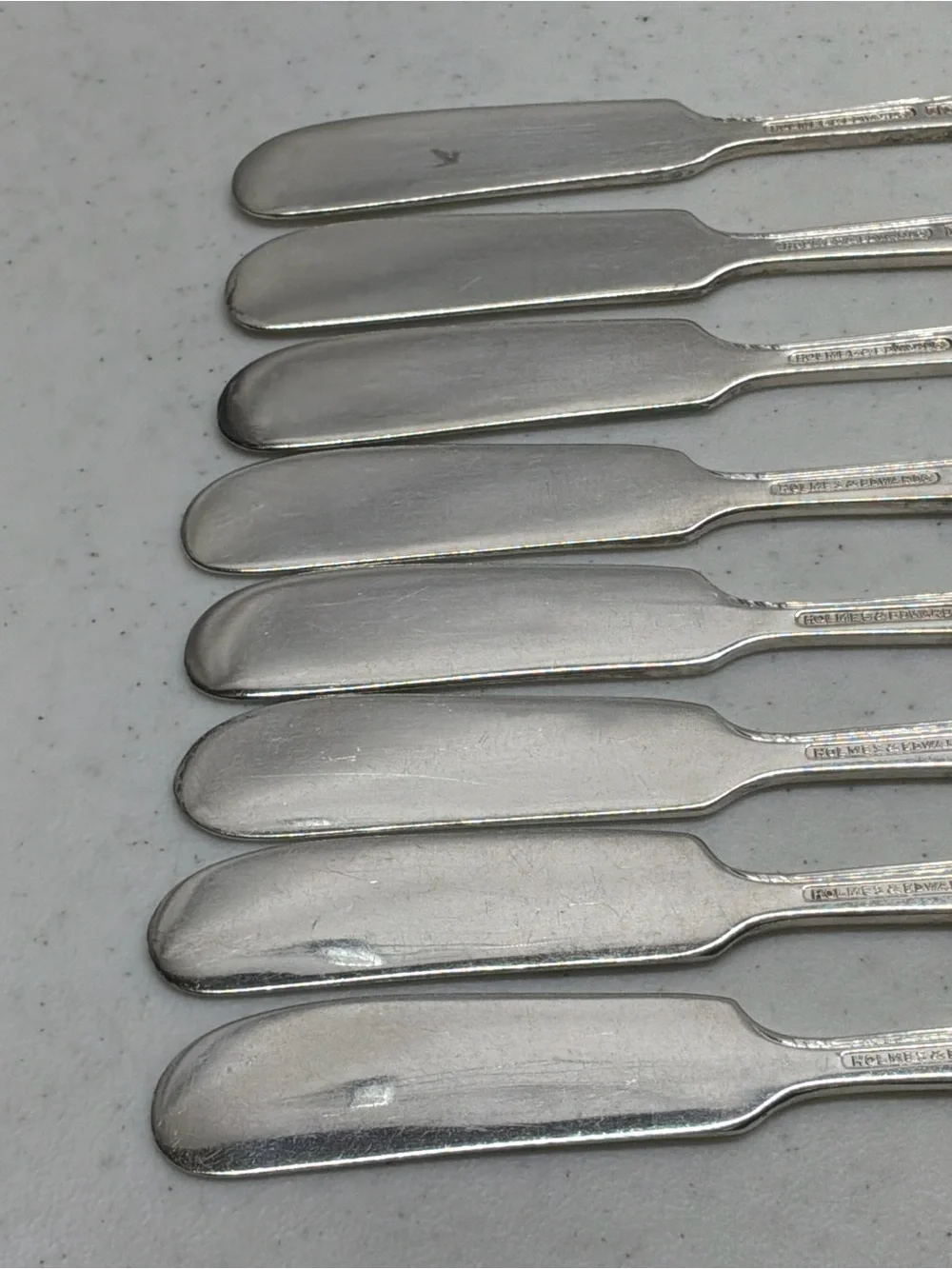 Holmes & Edwards Youth Pattern Inlaid Silverplated Butter Spreaders Set of 8